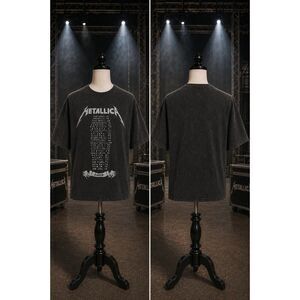 Metallica 2009 Marbled Fade Tour Tee Black Rock Band Shirt